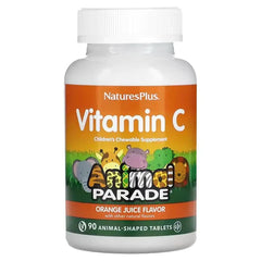 NaturesPlus, Source of Life, Animal Parade, Vitamin C, Orange Juice, 90 Animal-Shaped Tablets