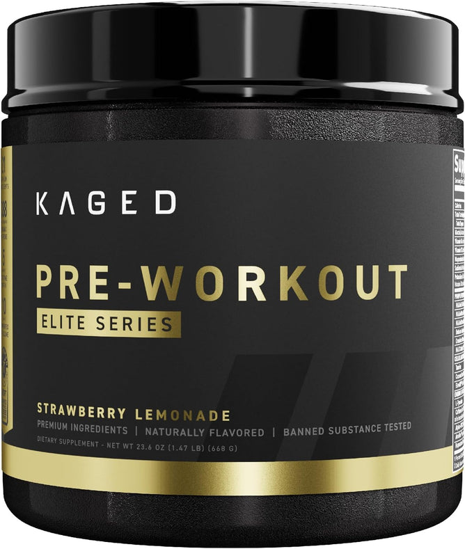 Kaged Pre Workout Powder Pre-Workout Elite | High Stimulant for Energy, Focus, Pumps | L-Citrulline, Beta Alanine, Creatine & 388mg of Organic Caffeine | Strawberry Lemonade | 20 Servings