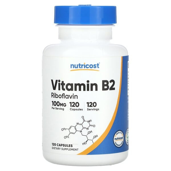 Nutricost, Vitamin B2, 100 mg, 120 Capsules