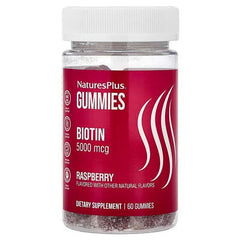 NaturesPlus, Biotin Gummies, Raspberry, 5,000 mcg, 60 Gummies