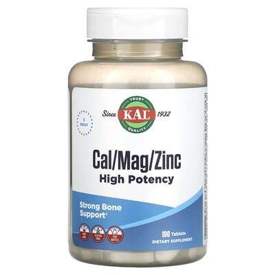 KAL, Cal/Mag/Zinc, High Potency , 100 Tablets