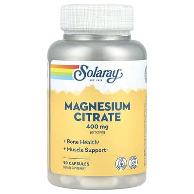 Solaray, Magnesium Citrate, 90 Capsules (133 mg per Capsule)