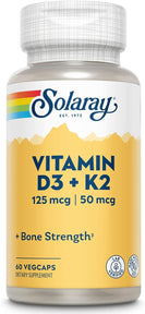 vitamin d3 k2, solaray vitamin d3 + k2, 60 VegCaps, solaray d3 k2