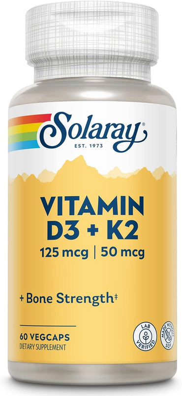vitamin d3 k2, solaray vitamin d3 + k2, 60 VegCaps, solaray d3 k2