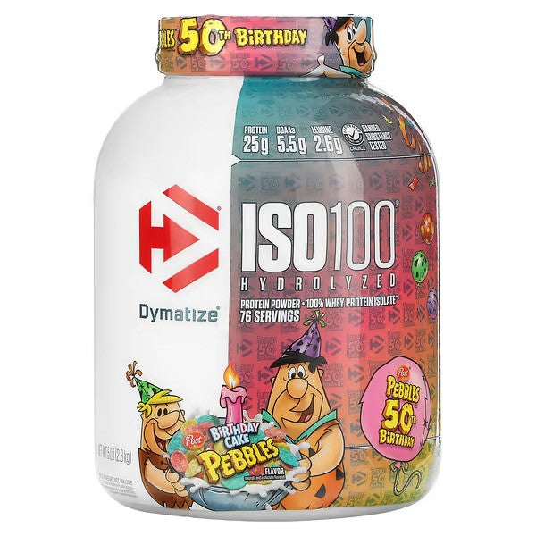 dymatize fruity pebbles birthday cake, ISO 100 Hydrolyzed, 100% Whey Protein Isolate, 5 lb (2.3 kg)