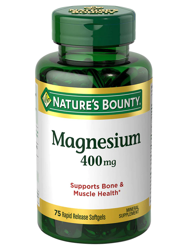 Nature's Bounty Magnesium, Whole Body Support, Supports Heart, Nerve and Bone Health. 400 mg, 75 Softgels