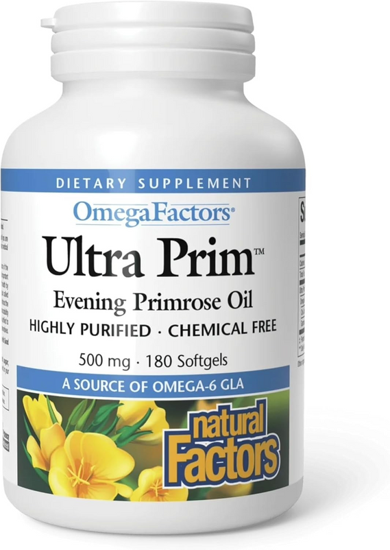 Natural Factors, OmegaFactors, Ultra Prim, Evening Primrose Oil, 500 mg, 180 Softgels