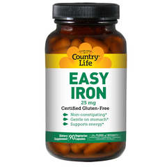 country life easy iron, Easy Iron 25 mg. - 90 Vegan Caps