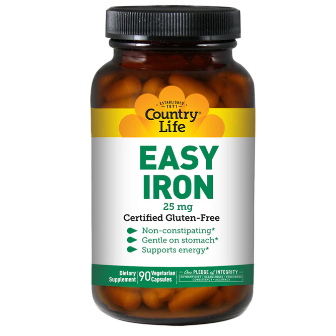country life easy iron, Easy Iron 25 mg. - 90 Vegan Caps