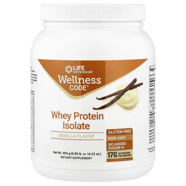 Life Extension, Wellness Code®, Whey Protein Isolate, Vanilla, 0.89 lb (403 g)