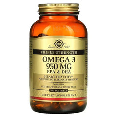 Solgar Omega 3, EPA & DHA, Triple Strength, 950 mg, 100 Softgel