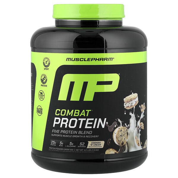 MusclePharm, Combat® Protein, Cookies 'N' Cream, 4.2 lbs (1.9 kg)