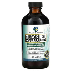 amazing herbs cold pressed black seed oil, Blend with Pure Cold-Pressed Pumpkin Seed Oil, 8 fl oz
