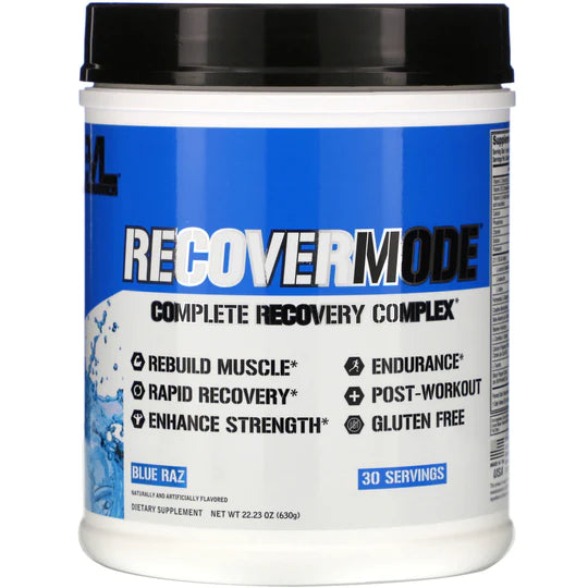 Evlution Nutrition -RecoverMode Post-Workout Supplement - Complete Post Workout with BCAA, Electrolytes, Creatine, Beta-Alaninne, L-Carnitine & Glutamine - Muscle Recovery 30 Servings Blue Raz