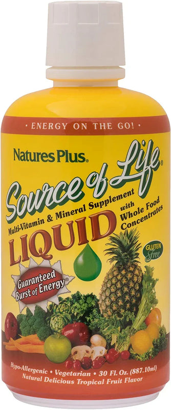 Natures Plus Source of Life Liquid, Multivitamin & Mineral Supplement, Tropical Fruit, 30 fl oz