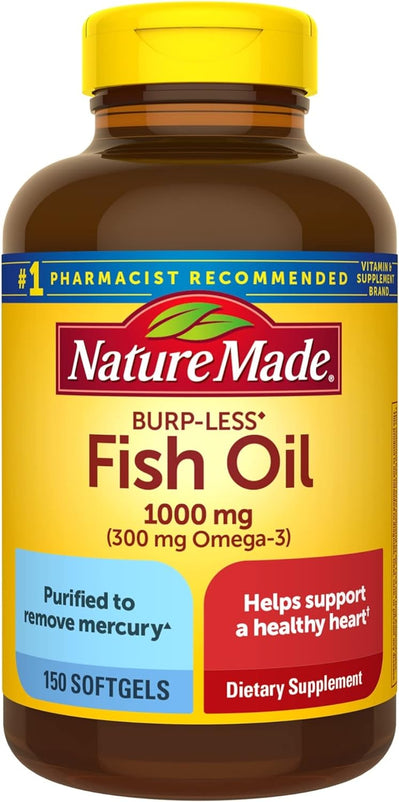 Nature Made Fish Oil, Burp-Less, 1000 mg, Softgels - 150 softgels