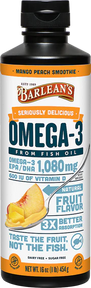 Barlean's Omega-3 Fish Oil Mango Peach Smoothie 16 oz