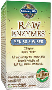 RAW Enzymes Men 50 and Wiser, 90 Vegetarian Capsules by Garden of Life