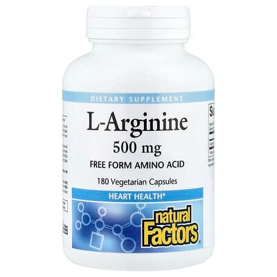 Natural Factors, L-Arginine, 500 mg, 180 Vegetarian Capsules