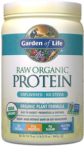 garden of life raw organic protein, - powder unflavored - no stevia