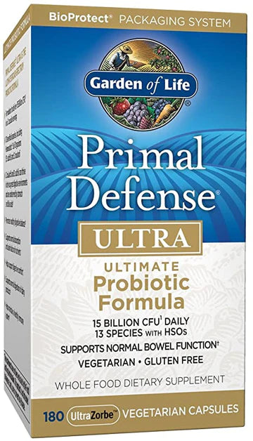 primal defense probiotic, ultra probiotic formula 180 veggie caps, - garden of life