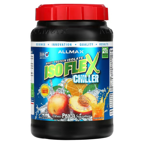ALLMAX ISOFLEX Chiller, Whey Protein Isolate, Citrus Peach Sensation, 2 lbs
