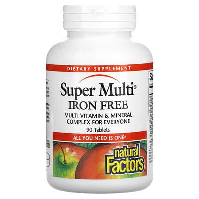 Natural Factors, Super Multi, Iron Free, 90 Tablets