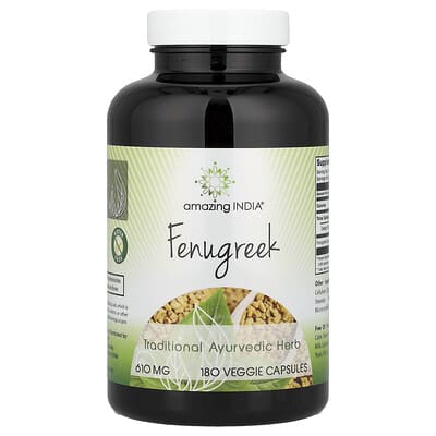 Amazing India, Fenugreek, 180 Veggie Capsules (610 mg per Capsule)