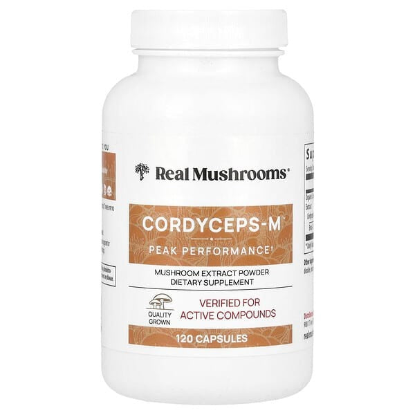 Real Mushrooms, Cordycep-M™, Mushroom Extract Powder, 120 Capsules