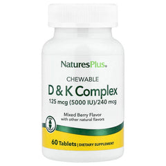 NaturesPlus, Chewable D & K Complex, Mixed Berry, 60 Tablets