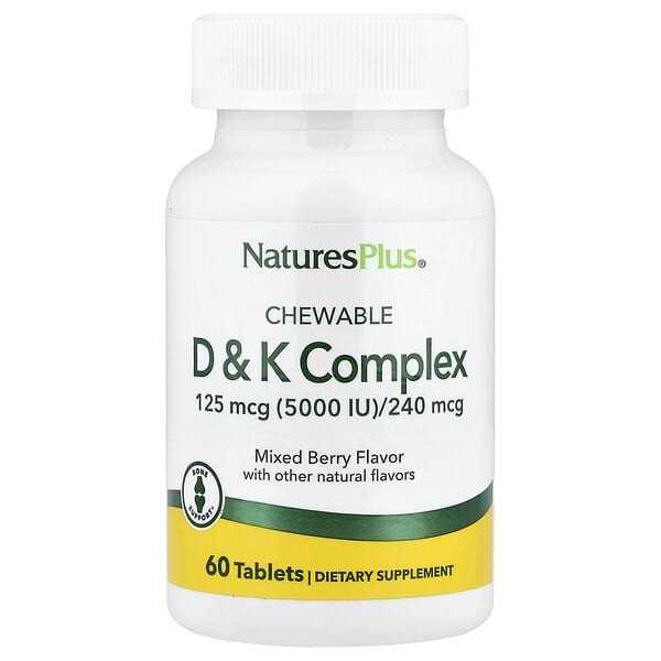 NaturesPlus, Chewable D & K Complex, Mixed Berry, 60 Tablets