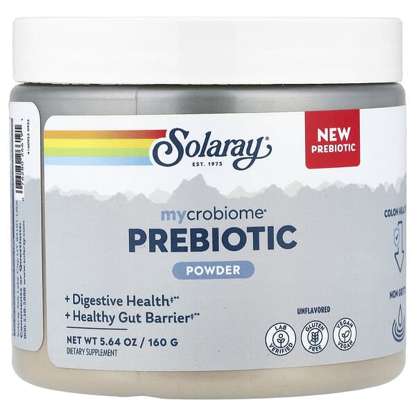 Solaray, Mycrobiome® Prebiotic Powder, Unflavored, 5.64 oz (160 g)
