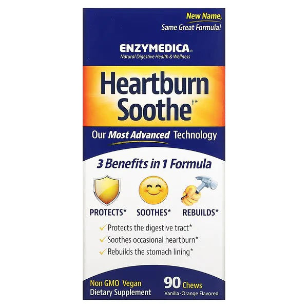 Enzymedica, Heartburn Soothe, Vanilla-Orange, 90 Chews
