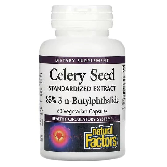 Natural Factors Celery Seed Extract, Standardized 60 Vegetarian Capsules
