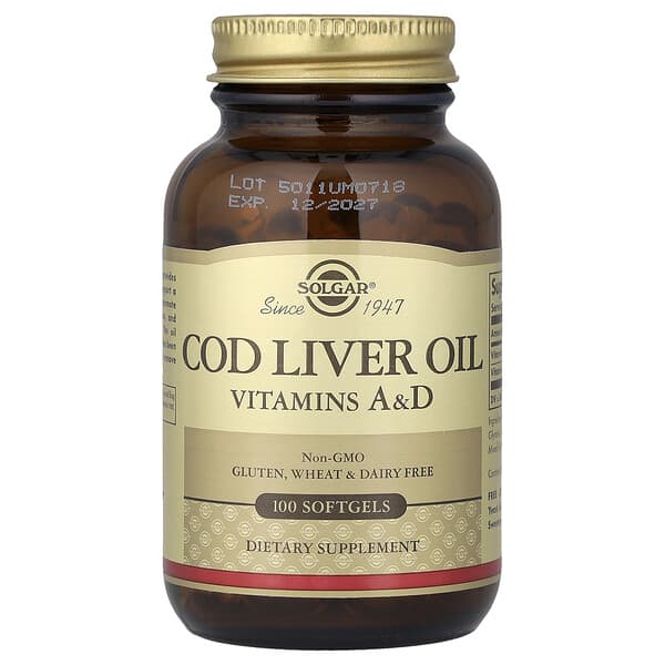 Solgar, Cod Liver Oil, Vitamins A & D, 100 Softgels