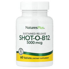NaturesPlus, Shot-O-B12®, Sustained Release, 5,000 mcg, 60 Tablets