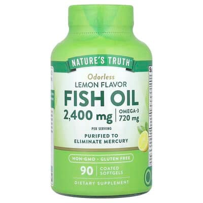 Nature's Truth, Fish Oil, Lemon, 2,400 mg, 90 Coated Softgels (1,200 mg per Softgel)