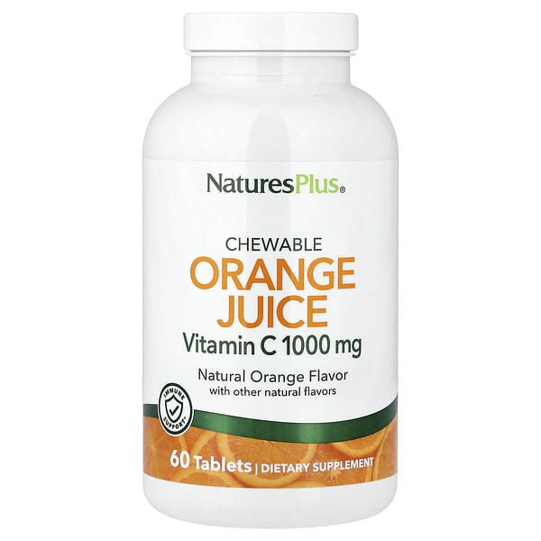 NaturesPlus, Chewable Orange Juice, Vitamin C, Natural Orange, 60 Tablets
