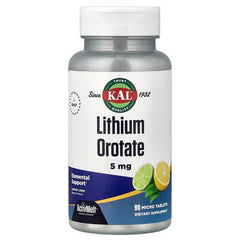 KAL, Lithium Orotate, Lemon Lime , 5 mg, 90 Micro Tablets
