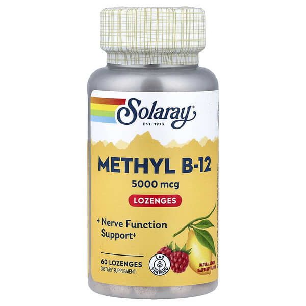 Solaray, Methyl B-12 Lozenges, Natural Lemon Raspberry , 5,000 mcg, 60 Lozenges (Discontinued Item)