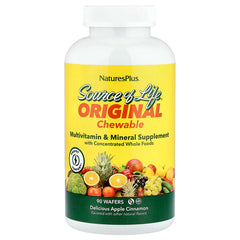 NaturesPlus, Source of Life®, Original Chewable Multivitamin & Mineral Supplement, Delicious Apple Cinnamon, 90 Wafers