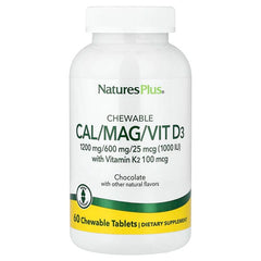 NaturesPlus, Chewable Cal/Mag/Vit D3, Chocolate, 60 Chewable Tablets
