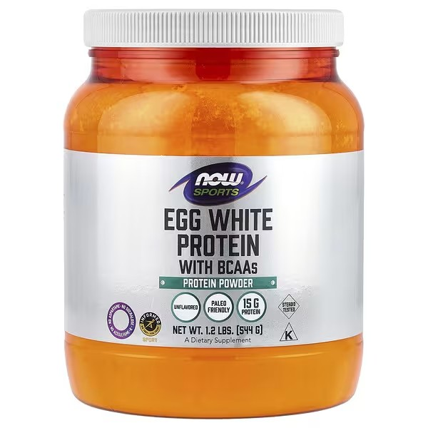 NOW Foods Egg White Protein with BCAAs, Protein Powder, Sports, Unflavored, 1.2 lbs