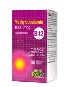 Natural Factors B12 Methylcobalamin, 1000 mg, 90 Sublingual Tablets