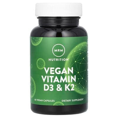 vitamin d3 and k2 supplement, MRM Nutrition, Vegan Vitamin D3 & K2, 60 Vegan Capsules
