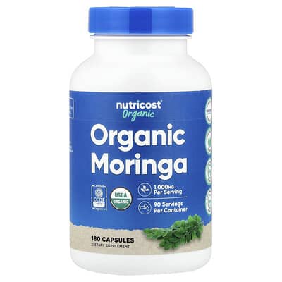 Nutricost, Organic Moringa, 180 Capsules (500 mg per Capsule)