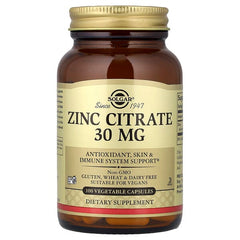 Solgar, Zinc Citrate, 30 mg, 100 Vegetable Capsules