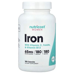 Nutricost, Women, Iron With Vitamin C, Folate, & Vitamin B12, 180 Capsules