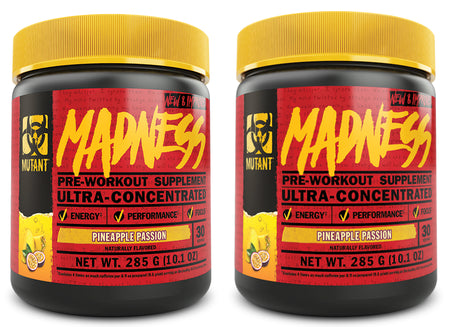 Mutant Madness Pre Workout Pineapple Passion TWINPACK - 30 Serv Btls