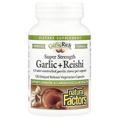 Natural Factors, GarlicRich®, Super Strength Garlic + Reishi, 120 Delayed Release Vegetarian Capsules